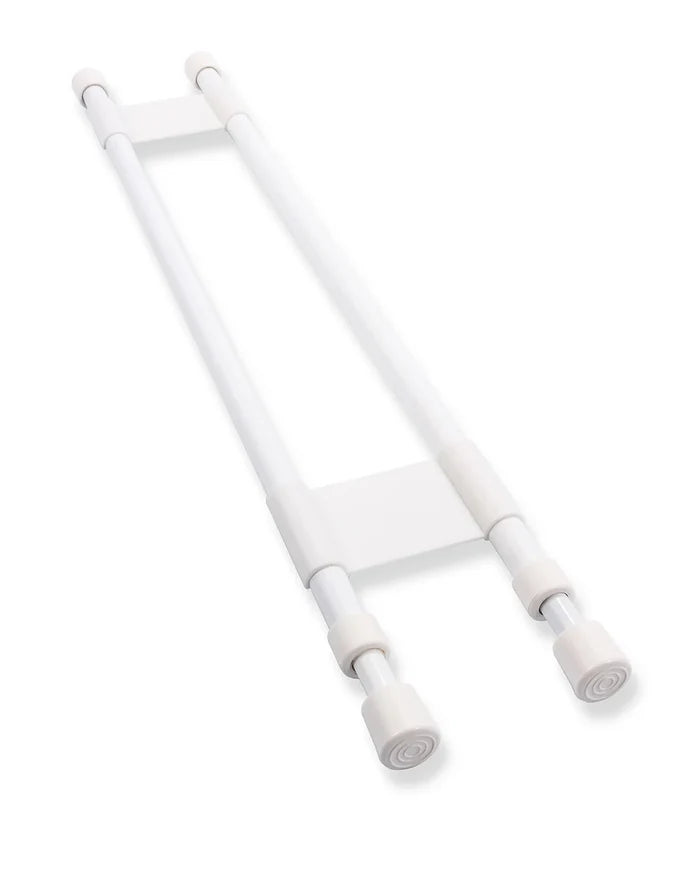 White Camco Double Refrigerator Bar - Extended Side View | United RV Parts