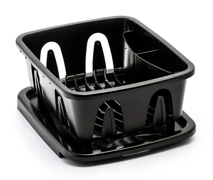 Black RV Mini Dish Drainer with Drain Holes - Side Angle | United RV Parts