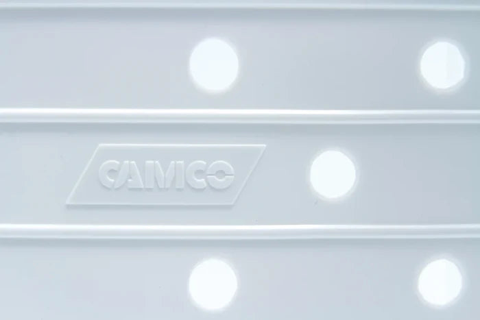 Camco Brand Logo Close-Up on White RV Sink Mat | United RV Parts