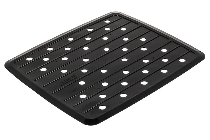 Black Camco RV Sink Mat 43721 - Angle View Showing Grid Pattern | United RV Parts