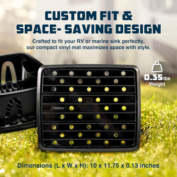 Camco RV Sink Mat 43721 Custom Fit Space-Saving Design Infographic | United RV Parts