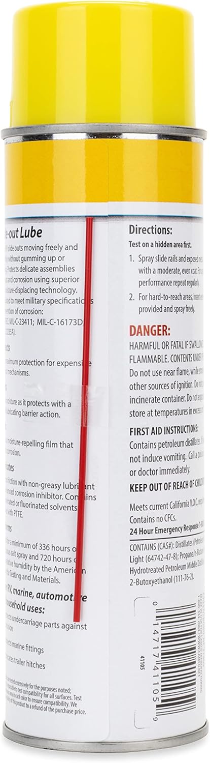 Camco 41105 RV Slide Out Lube & Protectant 15 oz - Back Label | United RV Parts
