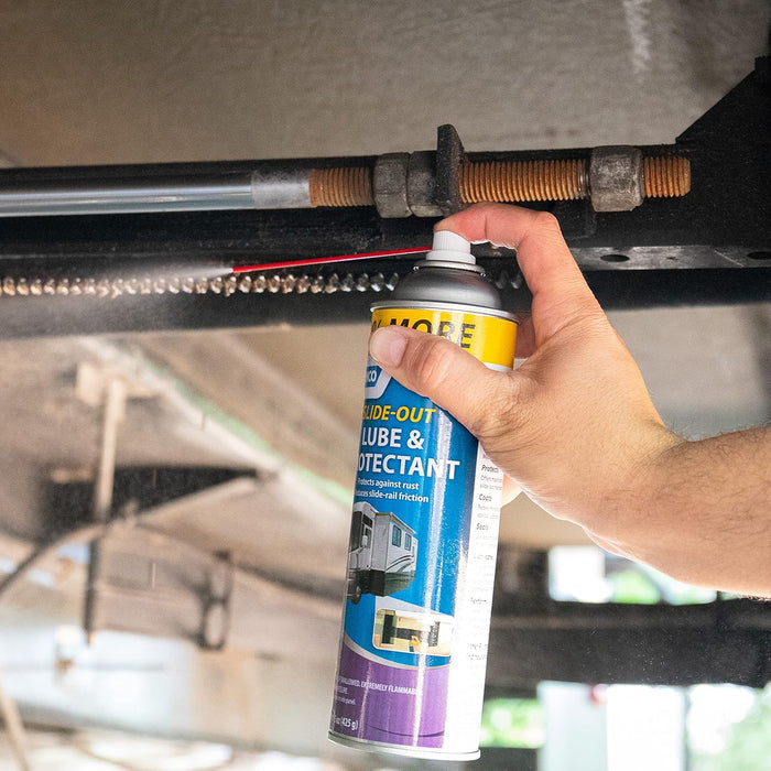 Camco Slide Out Lube Being Applied to RV Mechanism - In Use | United RV Parts