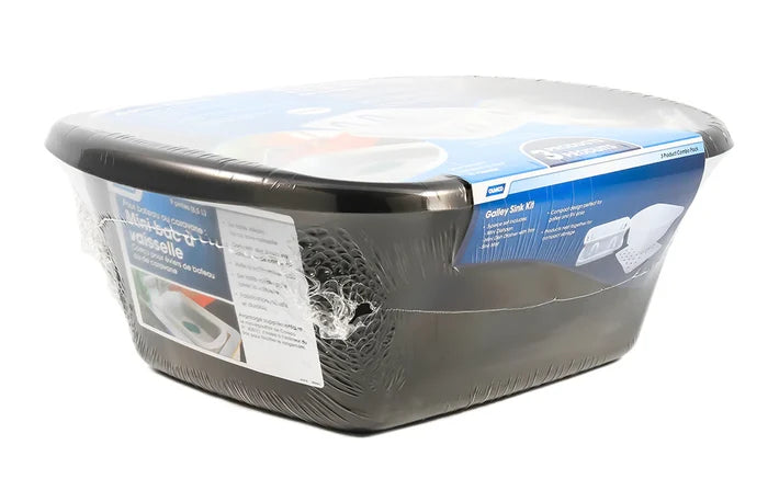 Camco 43518 Black RV Galley Sink Kit in Original Packaging - Side Angle | United RV Parts
