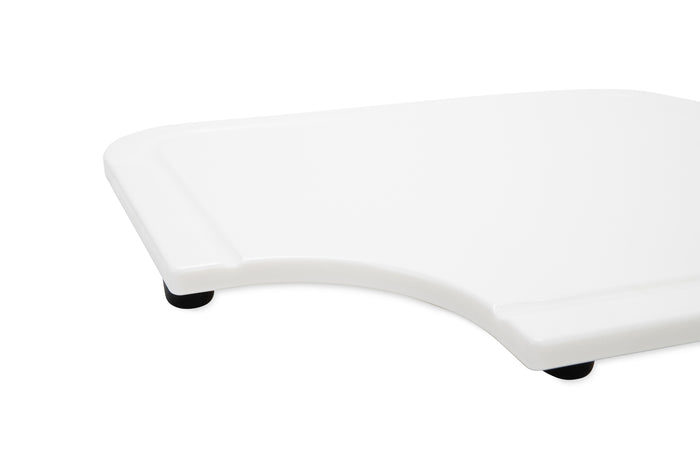 White Plastic Camco Sink Mate Cutting Board - Corner Detail with Non-Slip Feet | United RV Parts