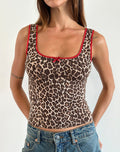 Image of Carillo Vest Top in Rar Leopard Sandstorm with Red Trim