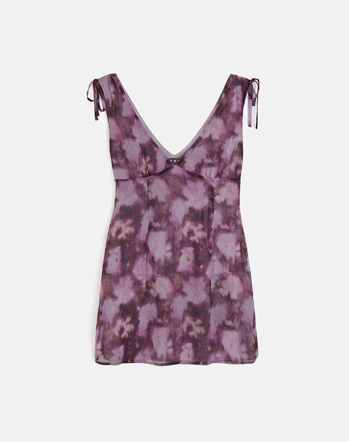 Image of Carmila Mini Dress in Chiffon Floral Purple