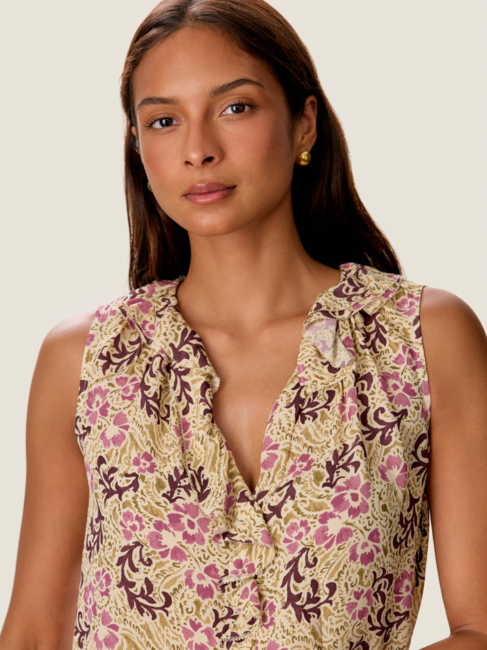 Caroline Ruffle Sleeveless Top