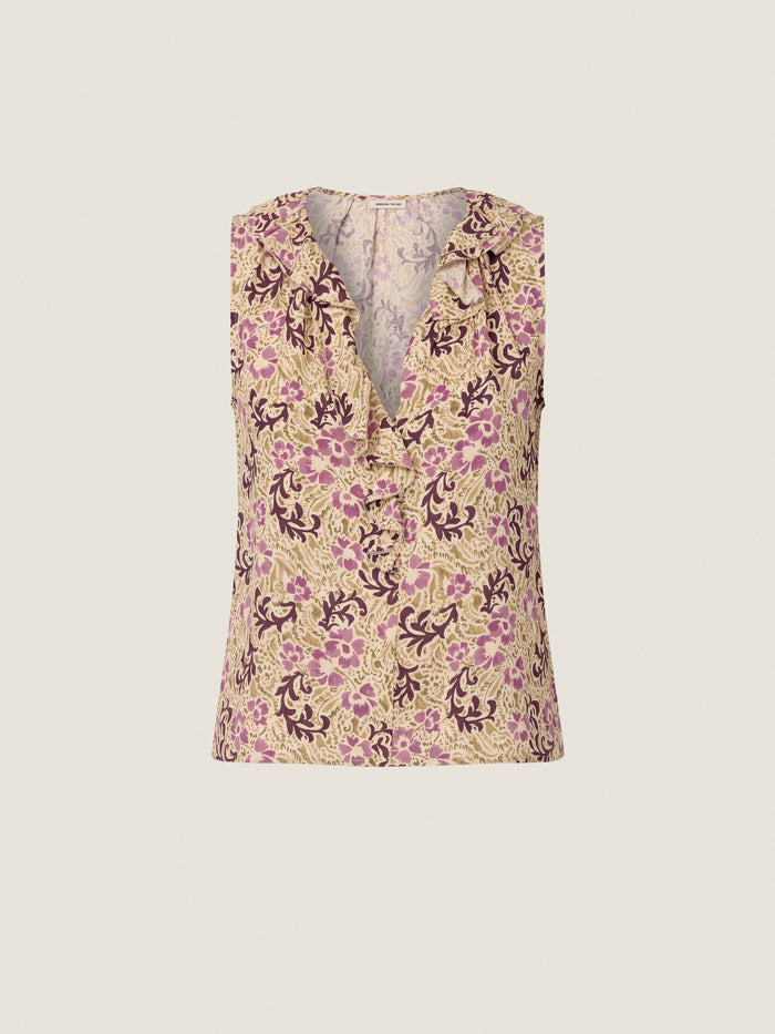 Caroline Ruffle Sleeveless Top