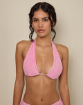 Image of Cerry Bikini Top in Stripe Towelling Pink