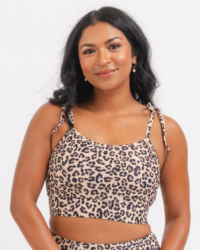 Cheetah Shoulder-Tie Crop Top