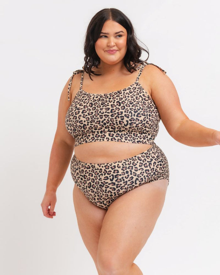 Cheetah Shoulder-Tie Crop Top