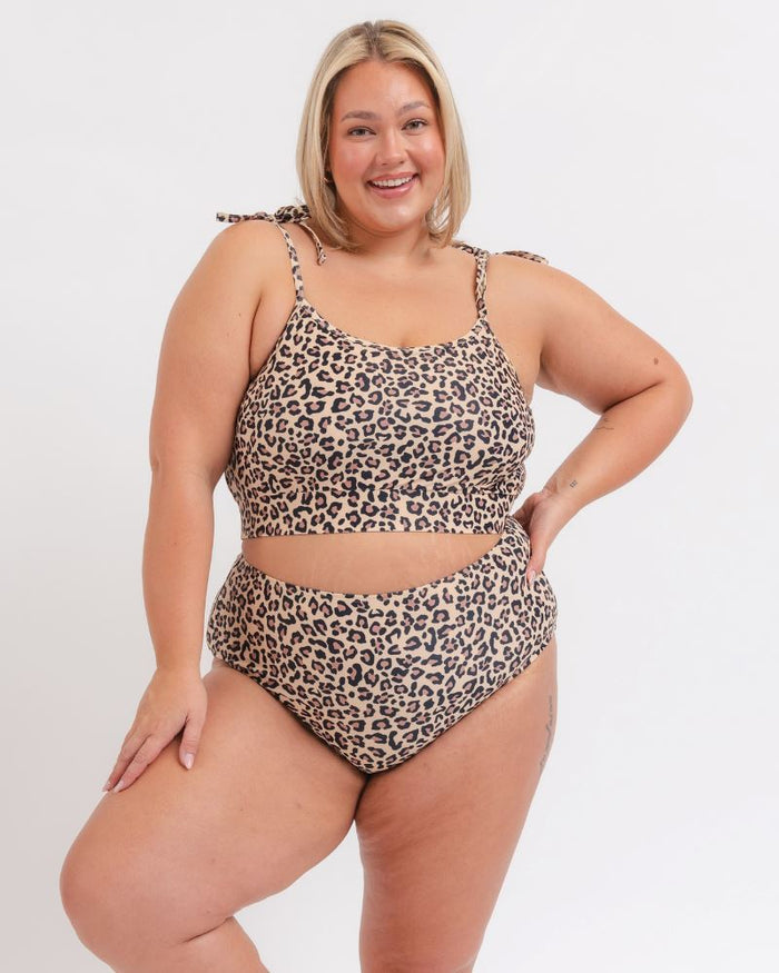 Cheetah Shoulder-Tie Crop Top