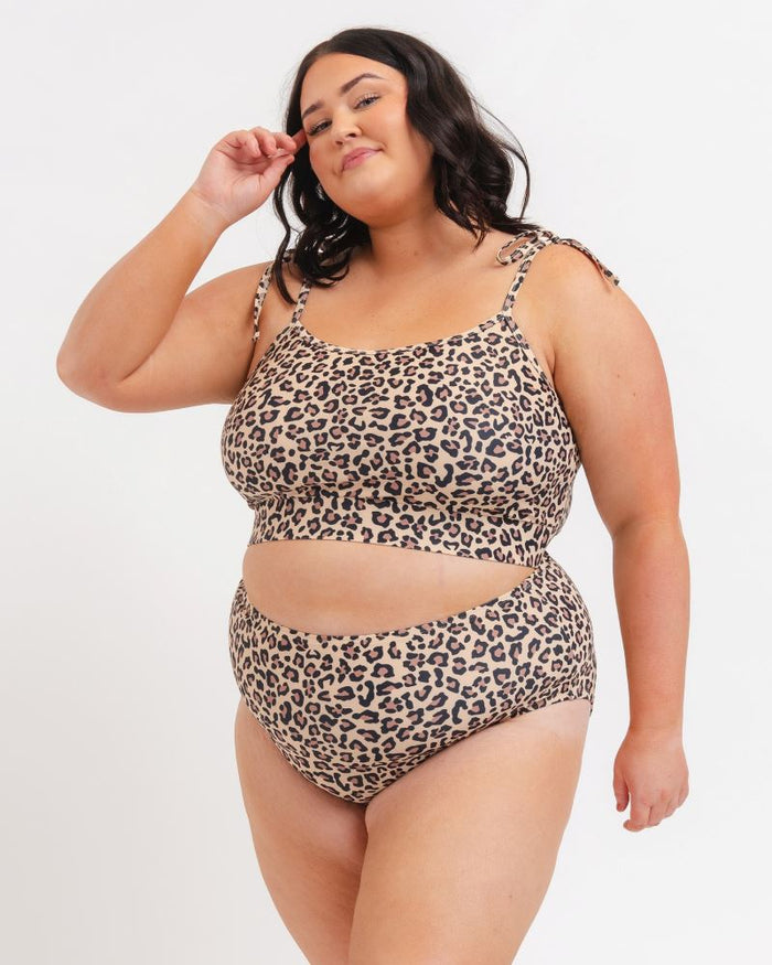 Cheetah Shoulder-Tie Crop Top