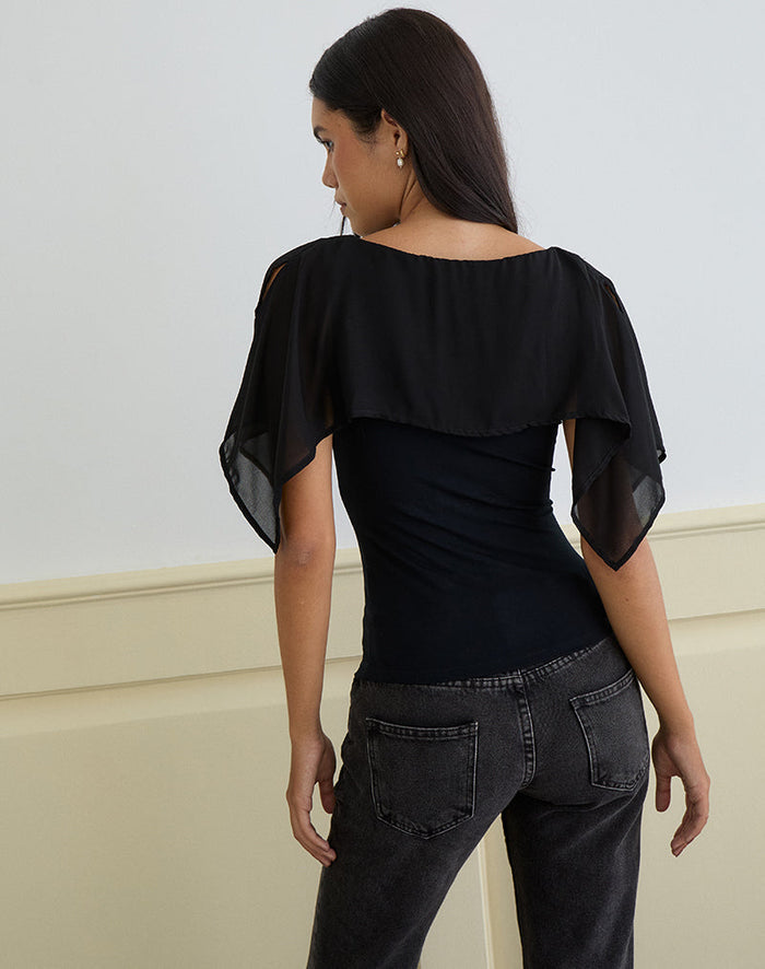Image of Cirata Top in Rayon Jersey Chiffon Black