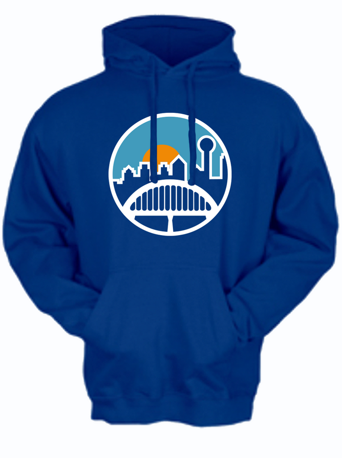 Circle Skyline Pullover Hoodie featuring a vibrant Texas skyline design, perfect as a Texas themed gift. This cozy unisex fleece hoodie from Bullzerk combines style and comfort, making it a great choice for souvenirs from Texas or as a unique Dallas souvenir. Ideal for anyone seeking Texan gifts that showcase local pride.