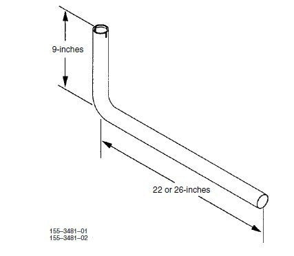 Onan Generator Exhaust Tailpipe Dimensions Diagram 26 Inch - Technical Specs | United RV Parts