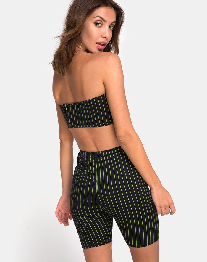 Image of Cycle Short in Neon Pinstripe