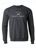 Dallas Farmers Market Crewneck Sweater in dark gray featuring a stylish tractor graphic. This cozy unisex sweatshirt makes a great Texas themed gift, perfect as a souvenir from Texas for anyone who loves Dallas or is looking for unique Texan gifts.