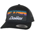 Dallas Skyline Patched Curved Bill Hat showcasing a vibrant skyline patch, perfect as a Texas themed gift. This stylish snapback is a great choice for Texas Made Gifts and serves as a memorable souvenir from Texas, making it an ideal dallas souvenir or texan gift.