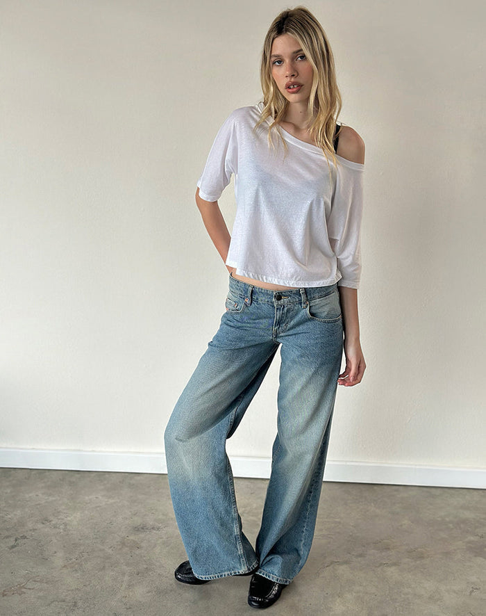 Image of Daman Off Shoulder Basic Jersey Top in White
