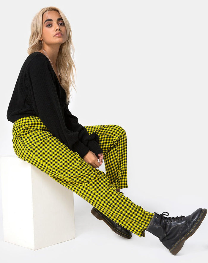 Image of Dastan Trouser in Medium Gingham Yellow