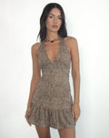 Image of Delaine Halterneck Mini Dress in Croc Tan