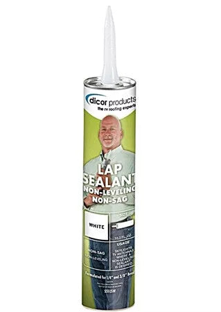 White Dicor Non-Sag RV Lap Sealant Tube - Product Front View | United RV Parts