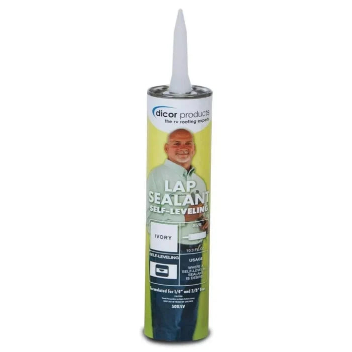 Ivory Dicor Self Leveling RV Lap Sealant Tube - Front View | United RV Parts