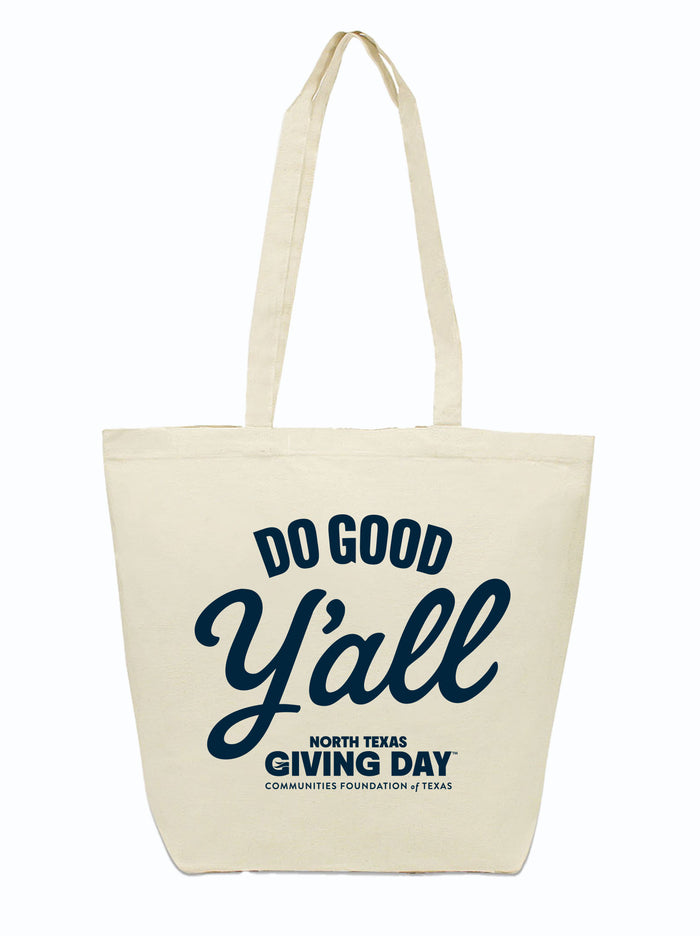 Tote bag with 'Do Good Y'all' text on a white background