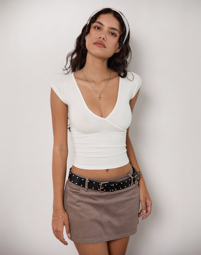 Image of Dolores Wrap Top in Rayon Jersey Ivory