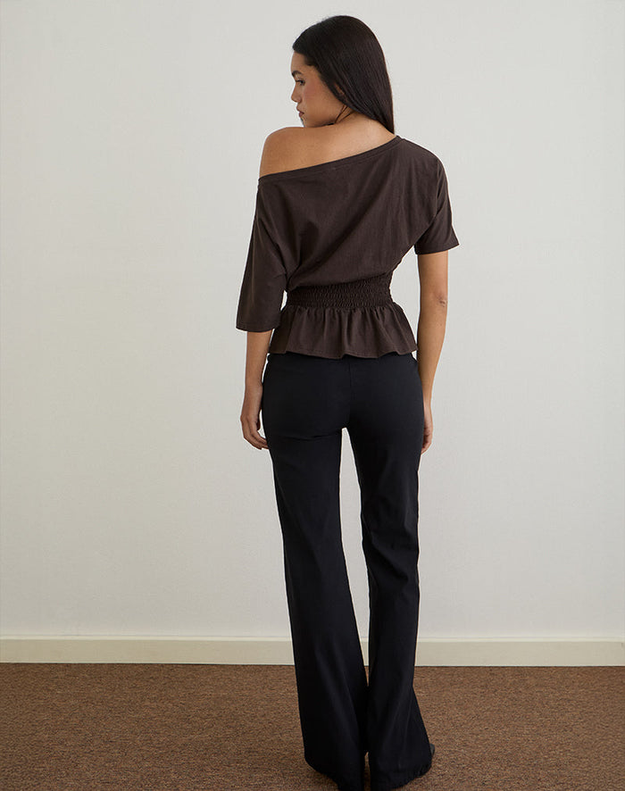 Image of Domani Off the Shoulder Top in Chocolate
