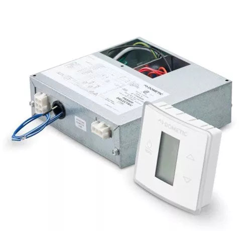 White Dometic CT Single Zone Thermostat Control Kit 3316232.700 with LCD Display - Angle View | United RV Parts