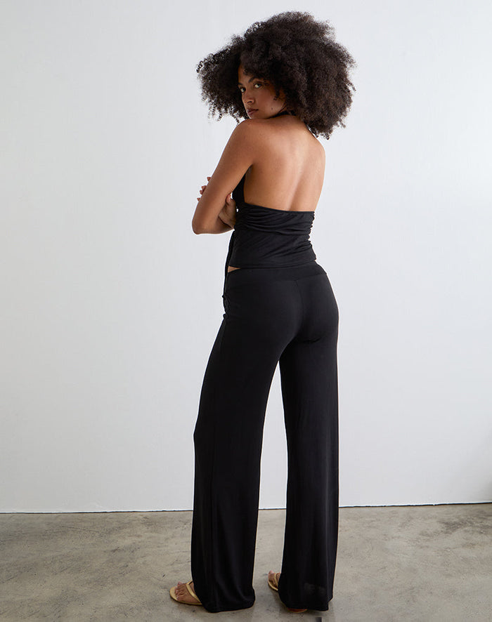 Image of Donata Trouser in Black with Belt
