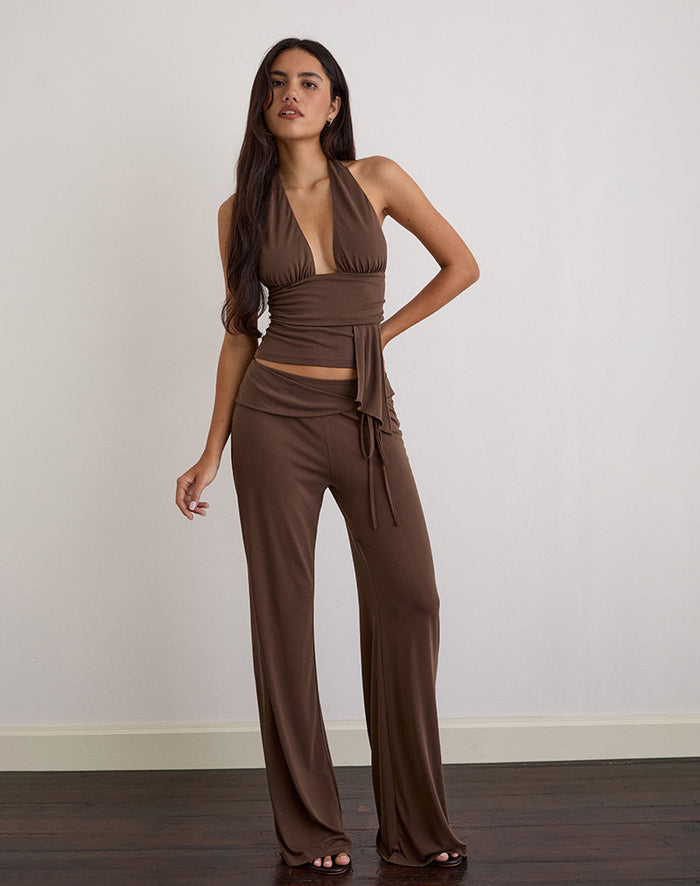 Image of Donata Trouser in Cupro Dark Brown