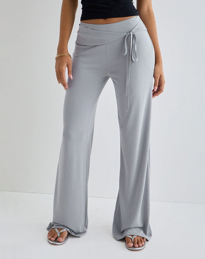 Image of Donata Trouser in Grey with Belt