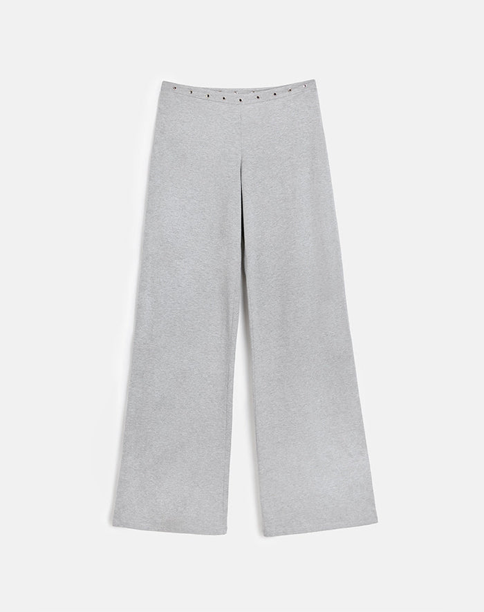 Image of Dorala Low Rise Trousers with Eyelets in Grey Marl