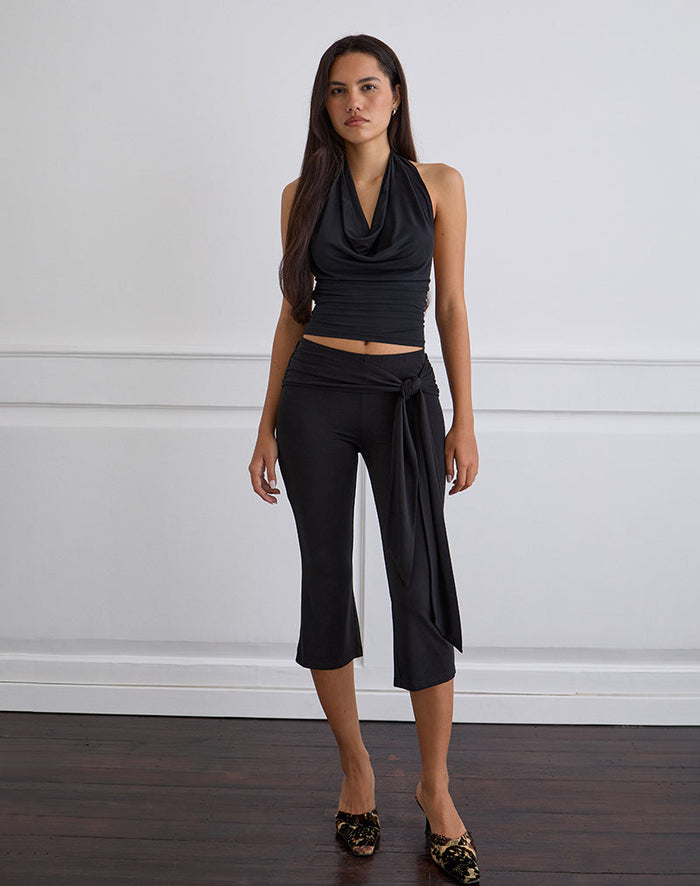Image of Effy Tie Side Cupro Capri in Black