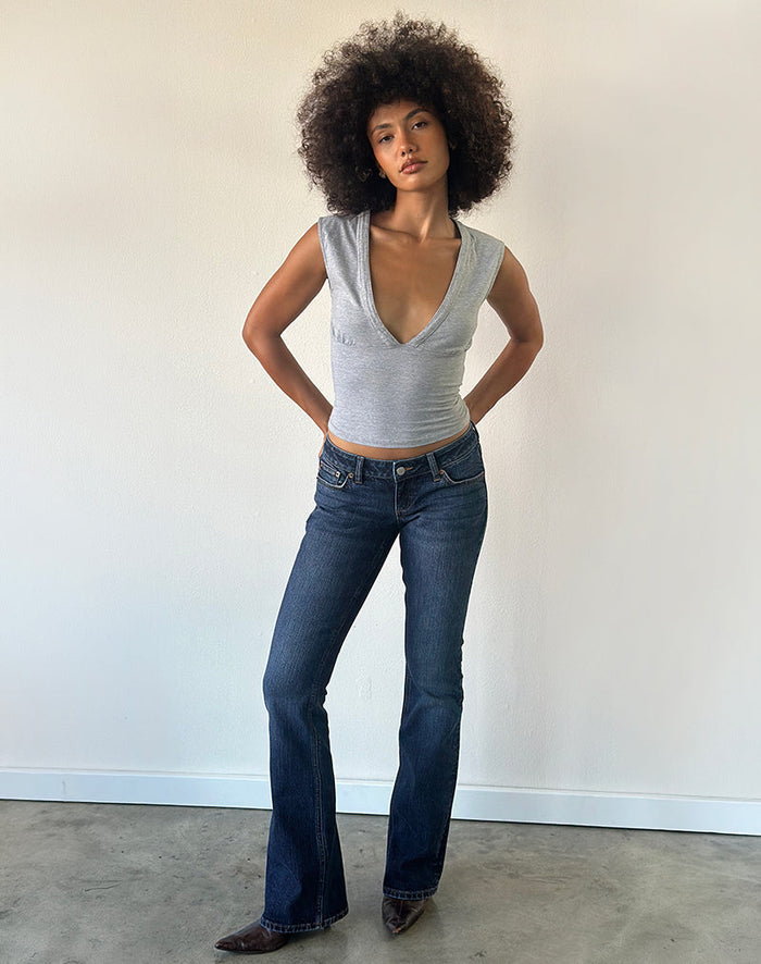 Image of Emberly Plunge Top in Grey Marl