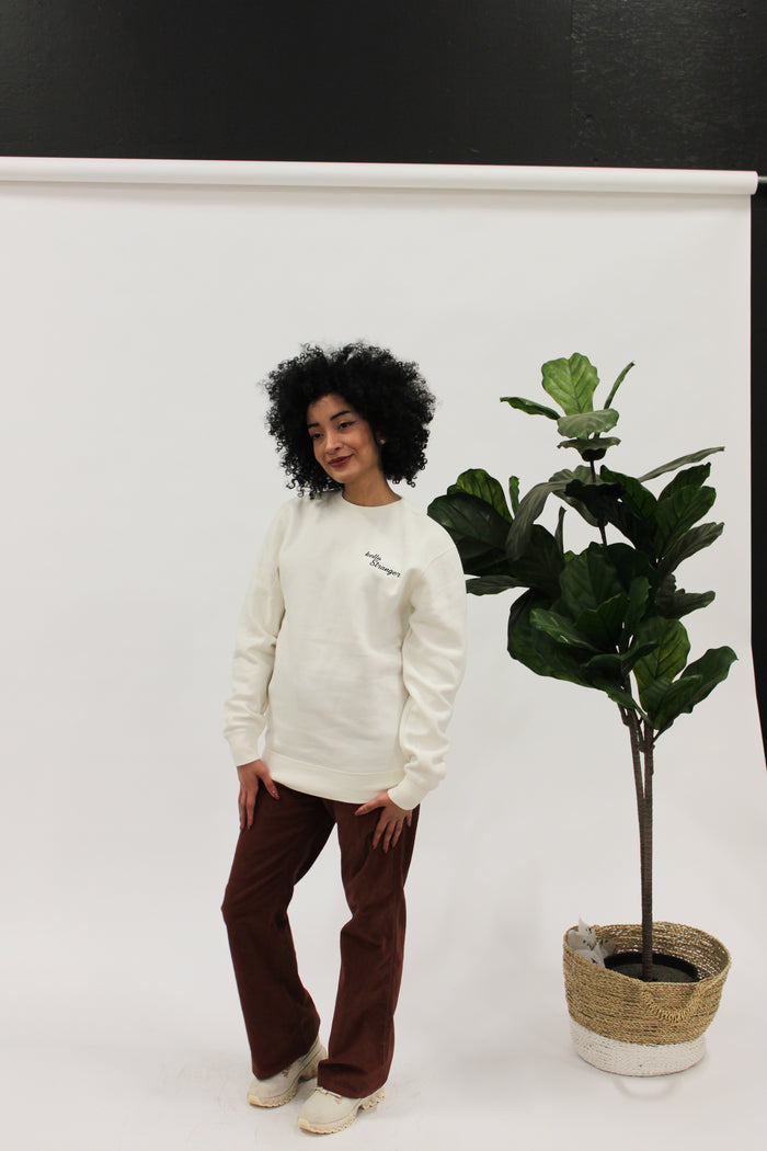 Embroidered "Hello Stranger" Crew neck sweatshirt