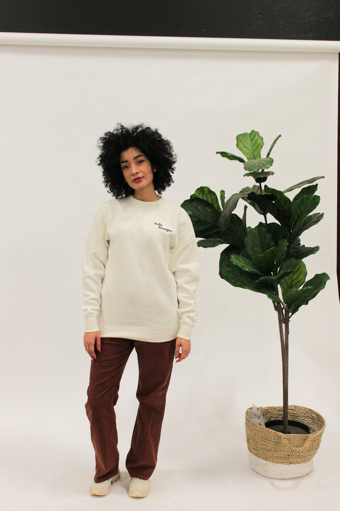 Embroidered "Hello Stranger" Crew neck sweatshirt