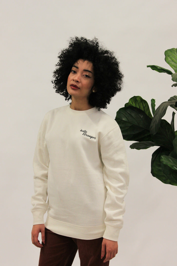Embroidered "Hello Stranger" Crew neck sweatshirt
