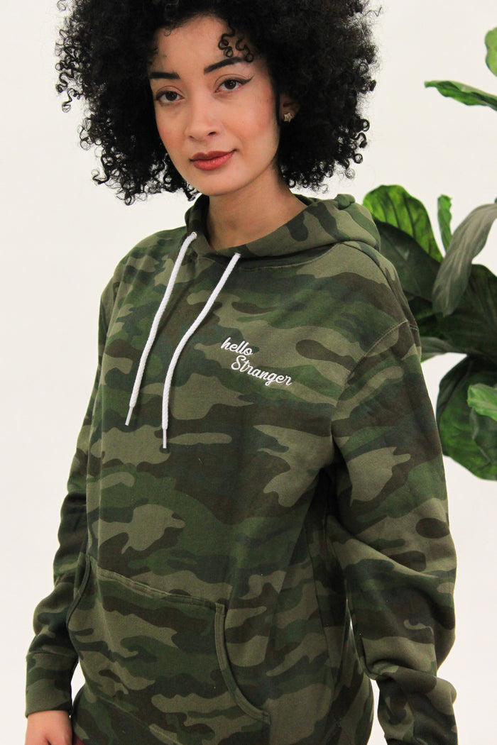 Embroidered "Hello Stranger" Hoodie