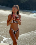 Image of Farida Bikini Bottom in Brown and Ivory Doodle Swirl