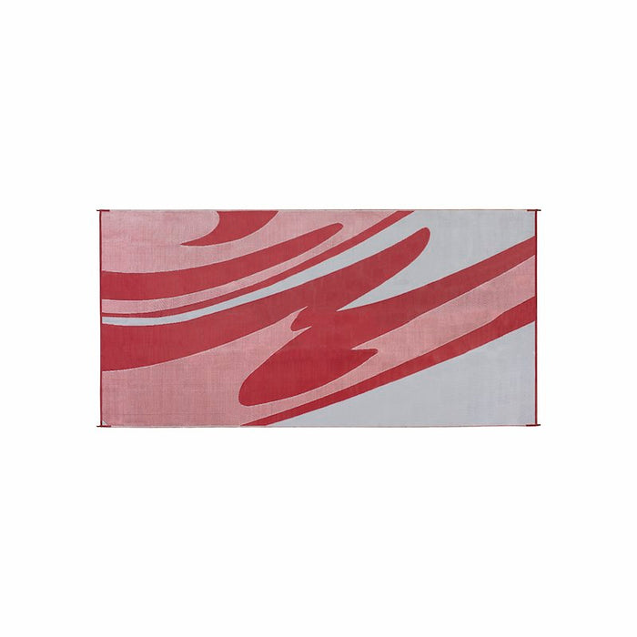 Burgundy Gray Swirl RV Patio Mat 8x20 Side A Flat Lay - UV-Resistant | United RV Parts