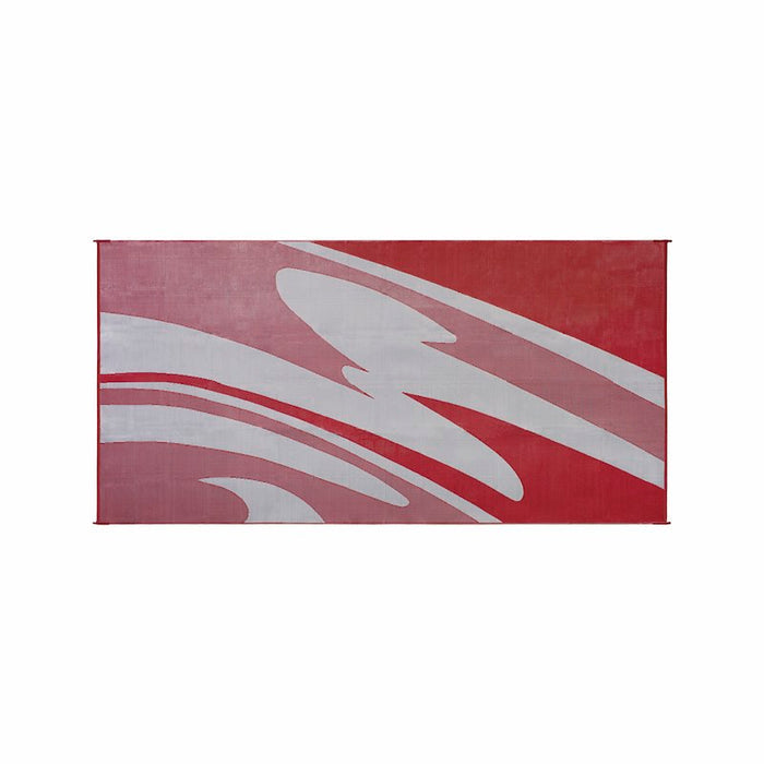 Burgundy White Swirl RV Patio Mat 8x20 Side B Flat Lay - Weatherproof | United RV Parts
