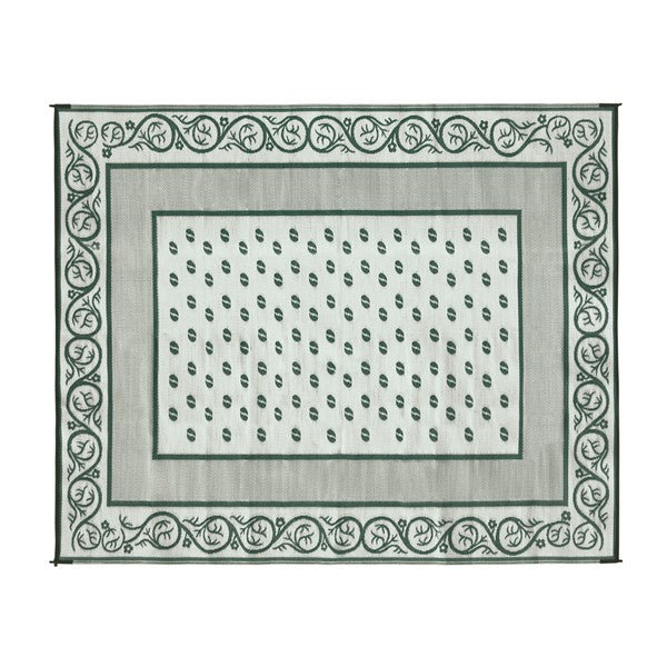 Faulkner 6x9 Vineyard Patio Mat White Reverse Side UV-Protected - Top Down View | United RV Parts