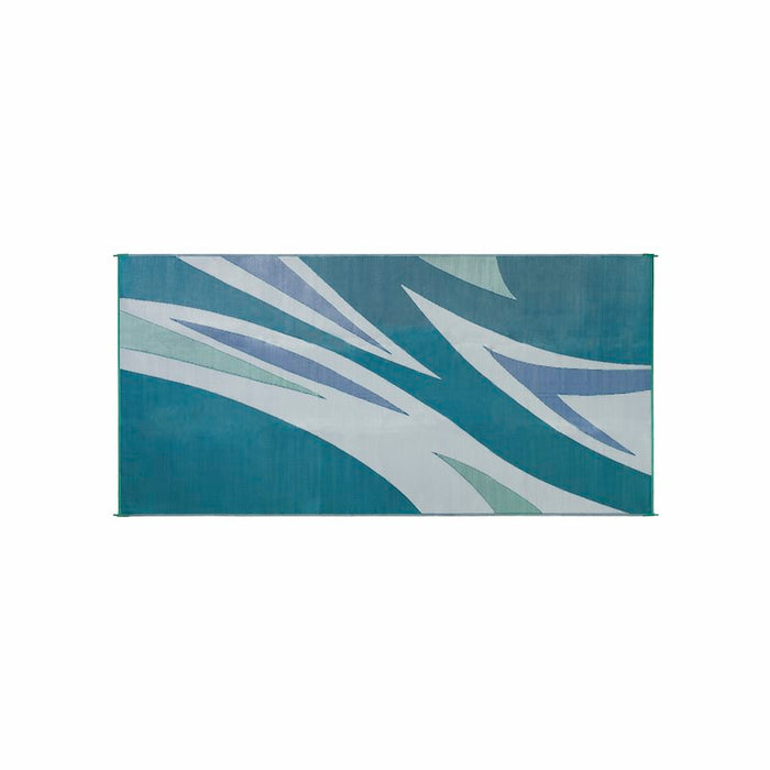 Faulkner Green Blue Summer Waves Patio Mat Side A - Top View 8x16 UV-Resistant | United RV Parts