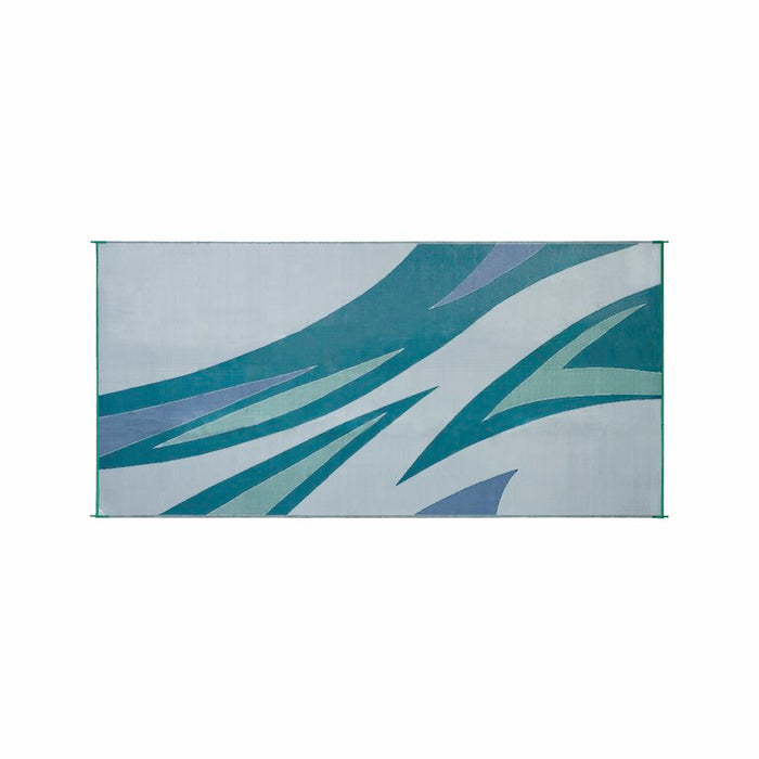 Faulkner Summer Waves RV Patio Mat Side B Teal Gray - Flat Lay Reverse Pattern | United RV Parts