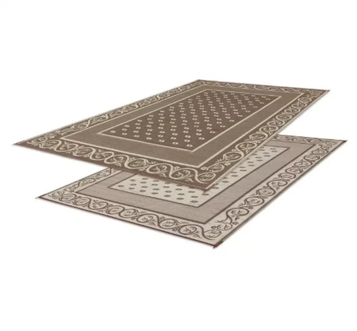 Beige Faulkner Reversible Vineyard RV Patio Mat 8x16 - Both Sides Shown | United RV Parts